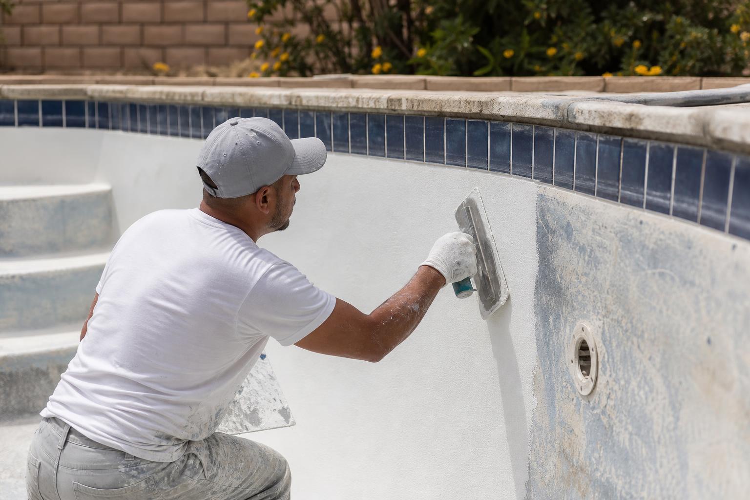 Pool being resurfaced with new plaster